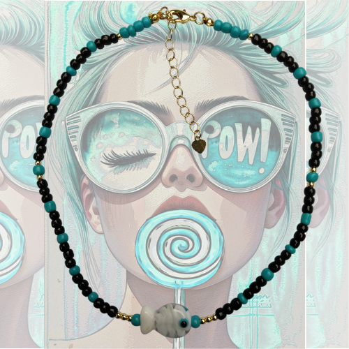 Collar Pececito Black&Turquesa