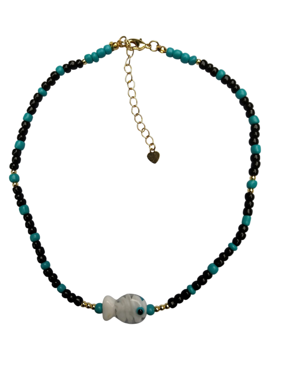 Collar Pececito Black&Turquesa