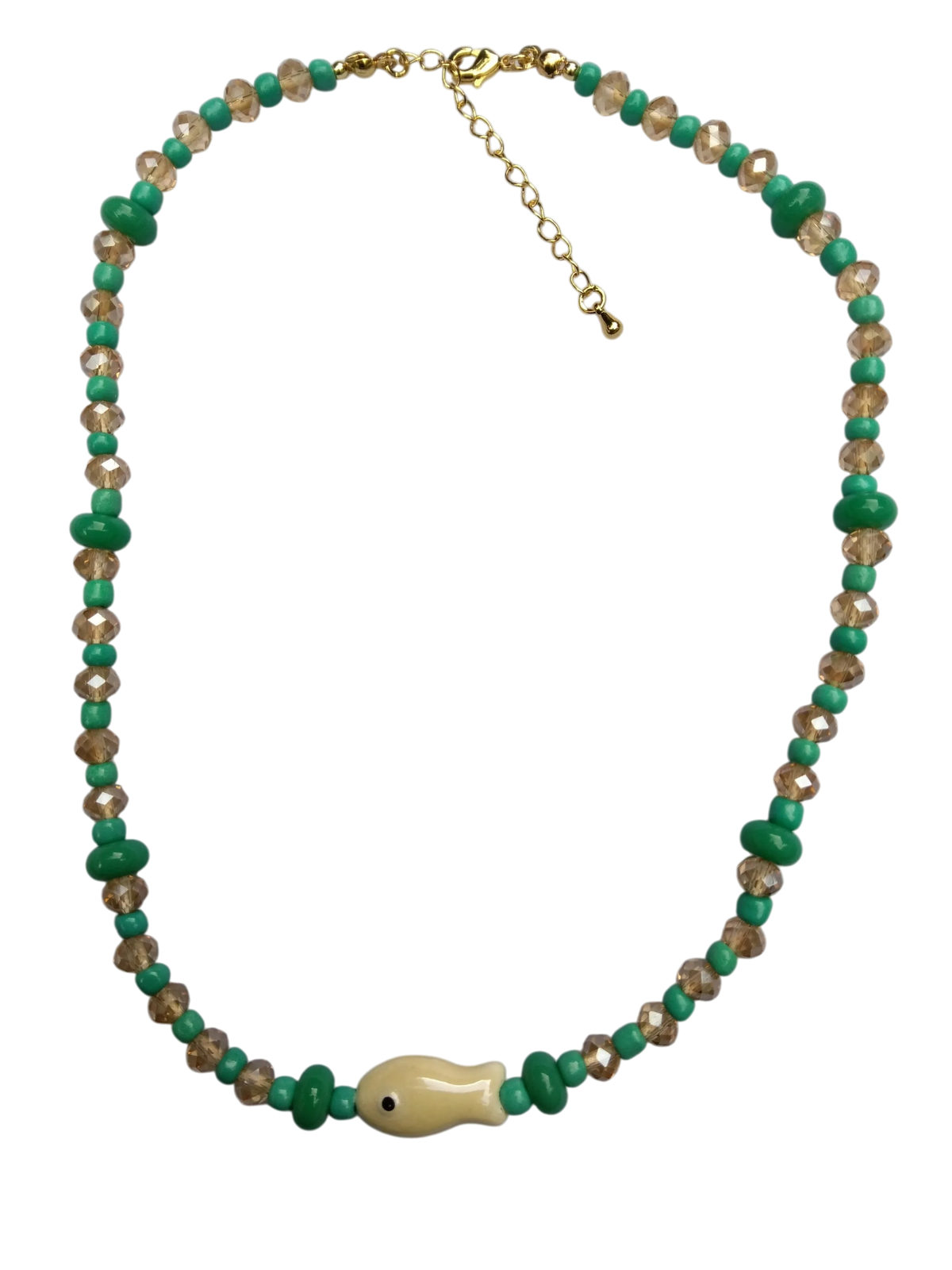 Collar Esmeralda & Pececito Marfil