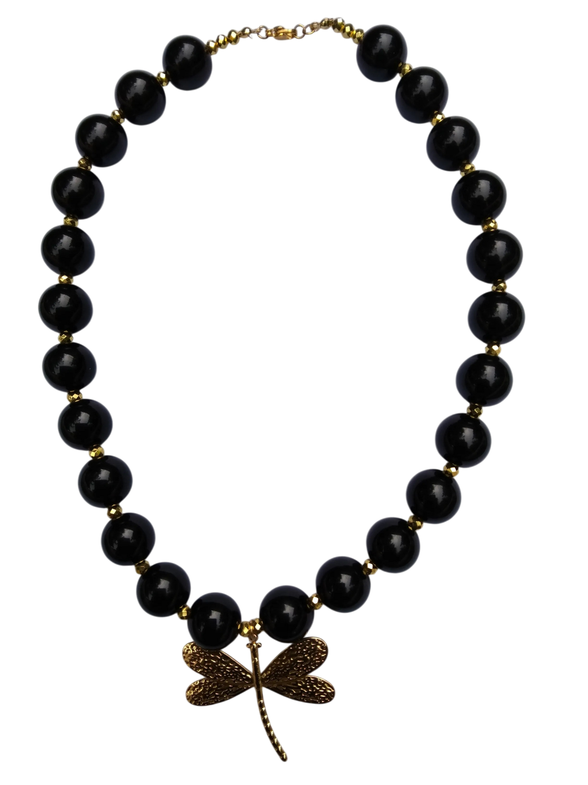 Collar Ónix & Libélula Dorada