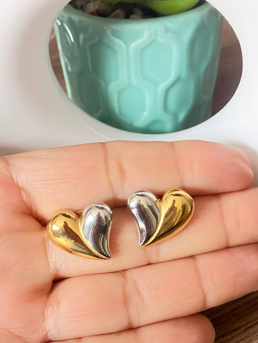 Aros Corazón Bicolor