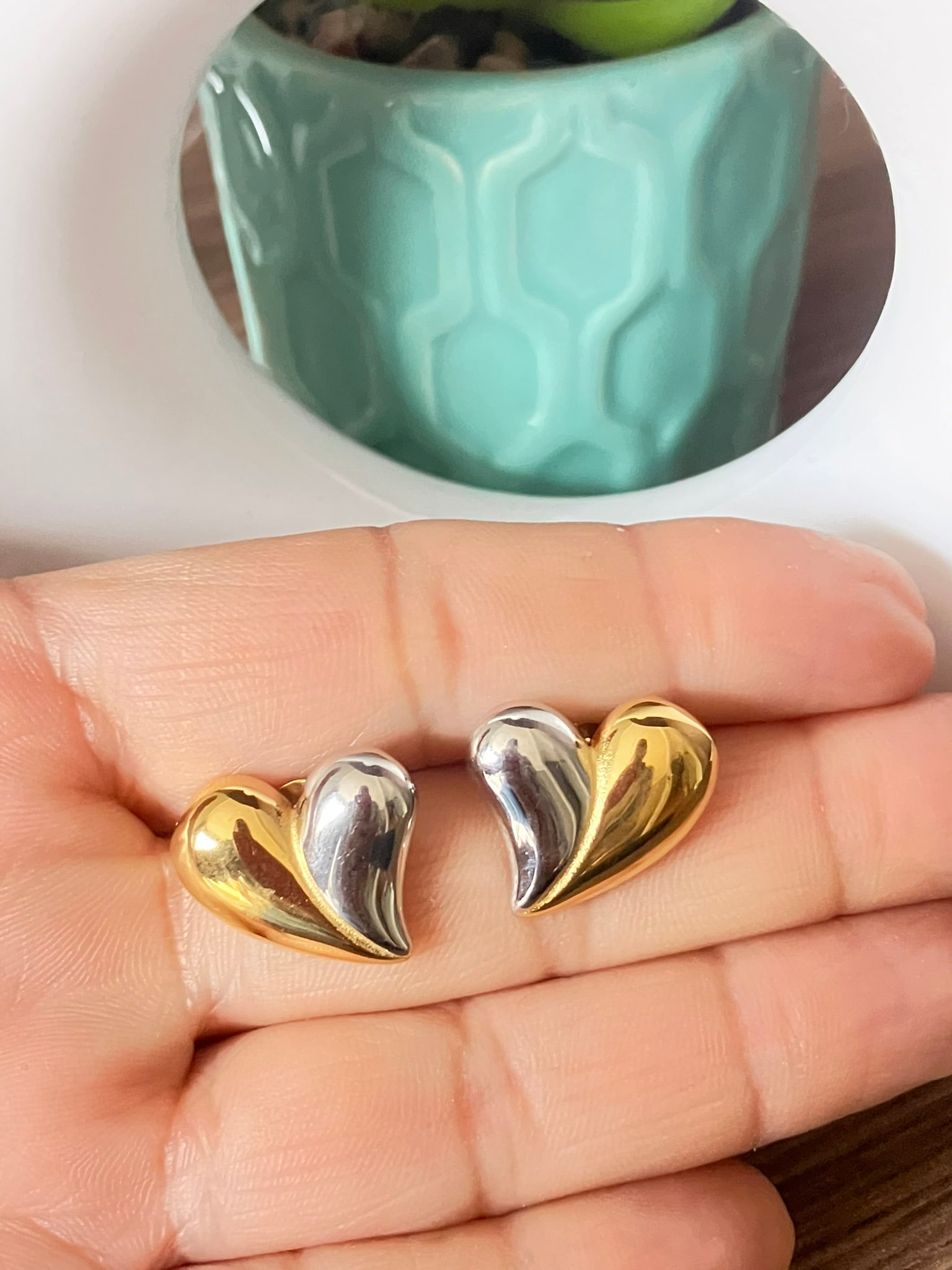 Aros Corazón Bicolor