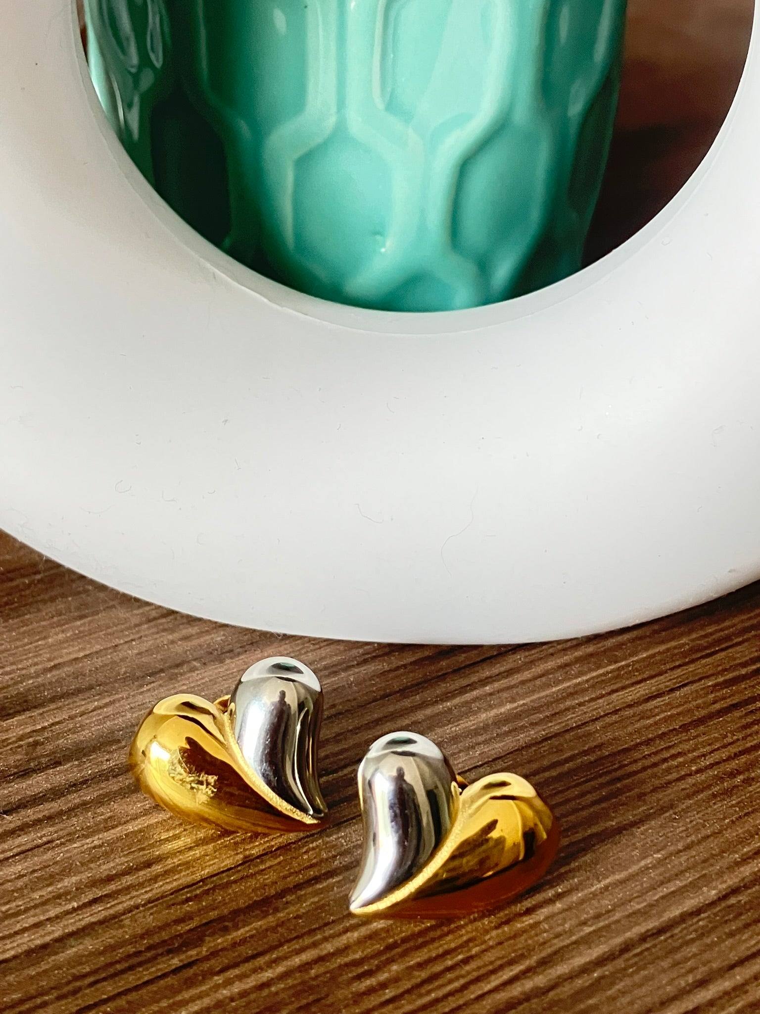 Aros Corazón Bicolor