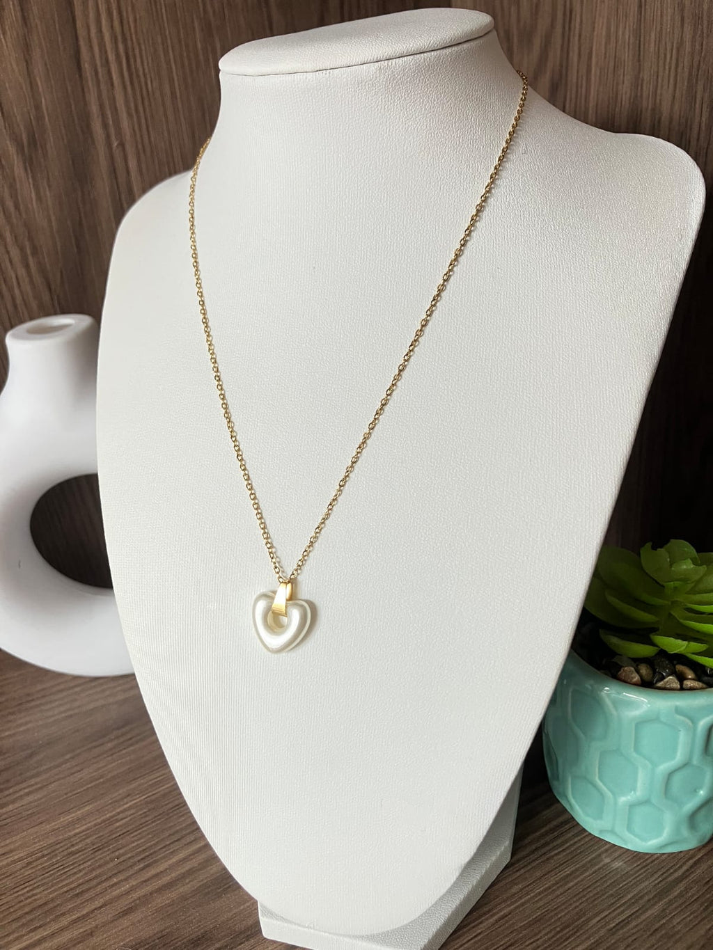 Collar dije corazón perlado