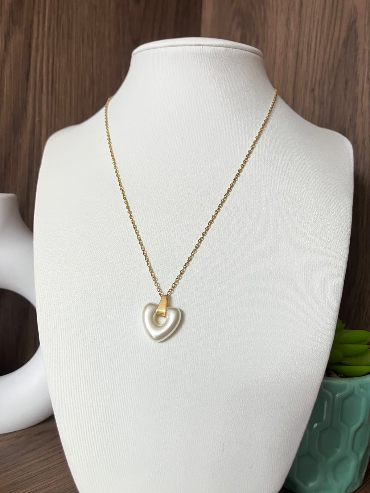 Collar dije corazón perlado